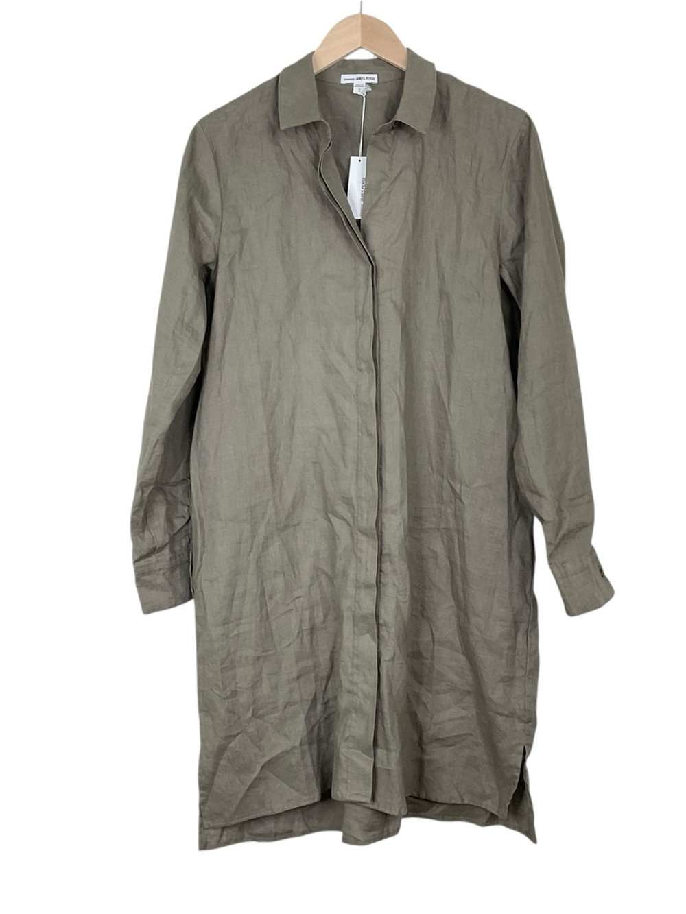 Standard James Perse Linen Button Front Dress Long Sleeve Size 2 (Medium)
